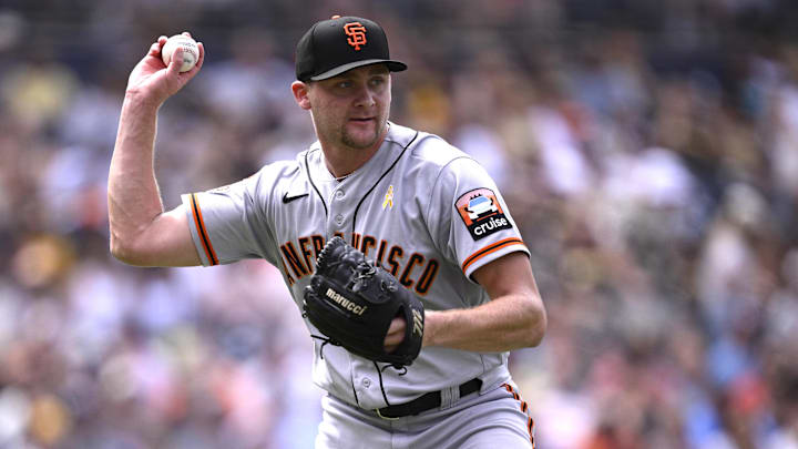 Sep 3, 2023; San Diego, California, USA; San Francisco Giants relief pitcher Keaton Winn (67) throws
