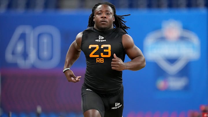 Mar 1, 2025; Indianapolis, IN, USA; Rutgers running back Kyle Monangai (RB23) during the 2025 NFL Combine at Lucas Oil Stadium. Mandatory Credit: Kirby Lee-Imagn Images Mar 1, 2025; Indianapolis, IN, USA; Rutgers running back Kyle Monangai (RB23) during the 2025 NFL Combine at Lucas Oil Stadium. Mandatory Credit: Kirby Lee-Imagn Images