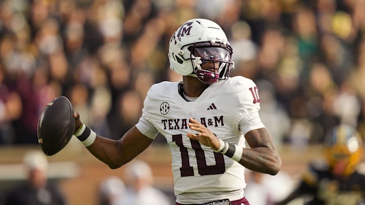 Texas A&M Aggies quarterback Marcel Reed throws a pass during the first half against the Missouri Tigers at Faurot Field at Memorial Stadium. Texas A&M Aggies quarterback Marcel Reed throws a pass during the first half against the Missouri Tigers at Faurot Field at Memorial Stadium.