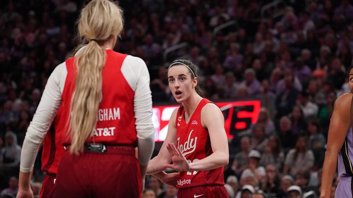 May 28, 2026; San Francisco, California, USA; Indiana Fever guard Caitlin Clark (22) talks with guard Sophie Cunningham (8) during a game against the Golden State Valkyries in the fourth quarter at Chase Center. Mandatory Credit: David Gonzales-Imagn Images May 28, 2026; San Francisco, California, USA; Indiana Fever guard Caitlin Clark (22) talks with guard Sophie Cunningham (8) during a game against the Golden State Valkyries in the fourth quarter at Chase Center. Mandatory Credit: David Gonzales-Imagn Images