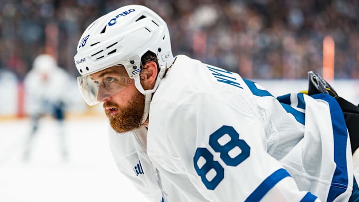 Jan 31, 2026; Vancouver, British Columbia, CAN; Toronto Maple Leafs forward William Nylander (88) during a stop in play against the Vancouver Canucks in the third period at Rogers Arena. Mandatory Credit: Bob Frid-Imagn Images