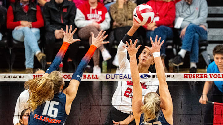 Nebraska outside hitter Harper Murray (27) enters Thursday against Illinois hitting over .300 and averaging more than four points per set.