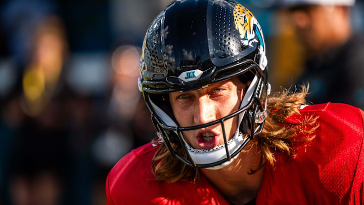 Jacksonville Jaguars quarterback Trevor Lawrence (16) prepares to take a snap before an NFL scrimmage at EverBank Stadium Friday August 1, 2025, in Jacksonville, Fla. [Doug Engle/Florida Times-Union]