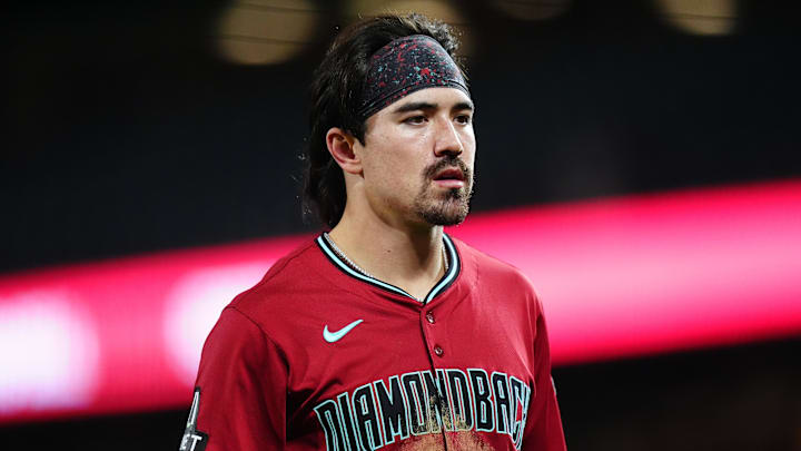 Sep 17, 2024; Denver, Colorado, USA; Arizona Diamondbacks outfielder Corbin Carroll (7) during in the seventh inning against the Colorado Rockies at Coors Field. Mandatory Credit: Ron Chenoy-Imagn Images