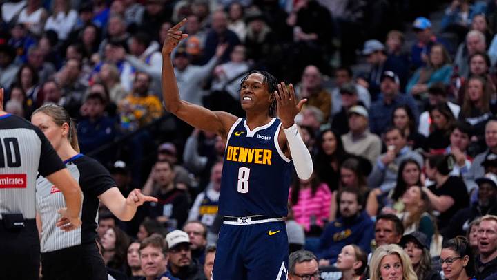 Jan 9, 2026; Denver, Colorado, USA; Denver Nuggets guard Peyton Watson (8) calls for a replay in the second half against the Atlanta Hawks at Ball Arena. Mandatory Credit: Ron Chenoy-Imagn Images Jan 9, 2026; Denver, Colorado, USA; Denver Nuggets guard Peyton Watson (8) calls for a replay in the second half against the Atlanta Hawks at Ball Arena. Mandatory Credit: Ron Chenoy-Imagn Images