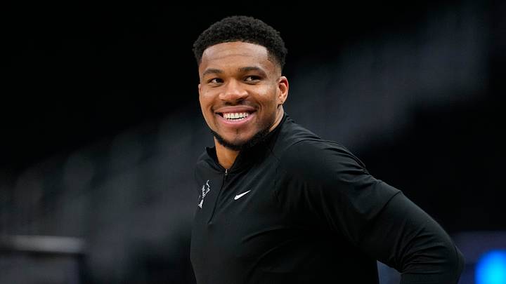 Apr 10, 2026; Milwaukee, Wisconsin, USA; Milwaukee Bucks forward Giannis Antetokounmpo looks on during warmups prior to the game against the Brooklyn Nets at Fiserv Forum. Mandatory Credit: Jeff Hanisch-Imagn Images Apr 10, 2026; Milwaukee, Wisconsin, USA; Milwaukee Bucks forward Giannis Antetokounmpo looks on during warmups prior to the game against the Brooklyn Nets at Fiserv Forum. Mandatory Credit: Jeff Hanisch-Imagn Images