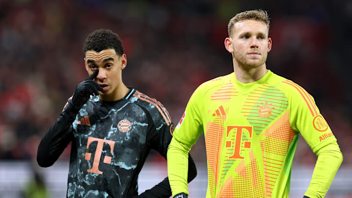 Dejected Jamal Musiala and Daniel Peretz after Bayern Munich suffered defeat against Mainz on Saturday.