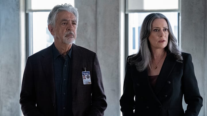 CRIMINAL MINDS: EVOLUTION- "What Doesn’t Kill Us…” Joe Mantegna as David Rossi and Paget Brewster as Emily Prentiss in Criminal Minds: Evolution, episode 7, season 16 streaming on Paramount+, 2023. CREDIT: Michael Yarish /Paramount+ © 2022 ABC Studios Inc. and CBS Studios Inc. All Rights Reserved.