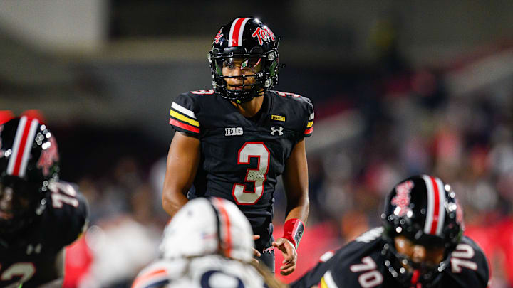 Sep 15, 2023; College Park, Maryland, USA; Maryland Terrapins quarterback Taulia Tagovailoa (3)