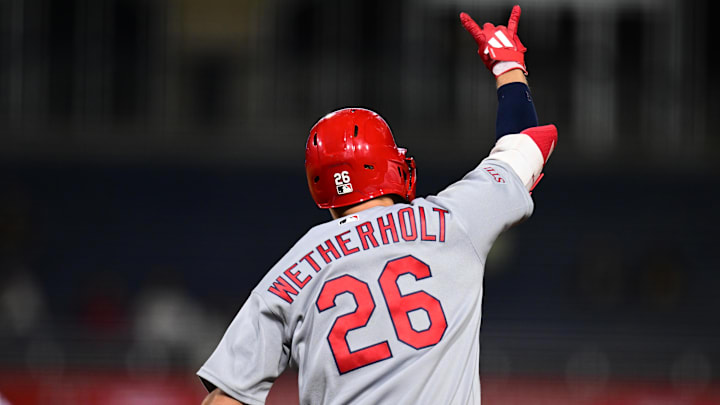 Apr 27, 2026; Pittsburgh, Pennsylvania, USA; St. Louis Cardinals shortstop JJ Wetherholt (26) runs the bases after hitting a solo home run against the Pittsburgh Pirates during the ninth inning at PNC Park. Mandatory Credit: David Dermer-Imagn Images