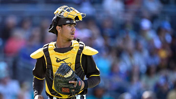 Mar 26, 2024; San Diego, California, USA; San Diego Padres catcher Ethan Salas (88) looks on during the eighth inning Seattle Mariners at Petco Park. Mandatory Credit: Orlando Ramirez-USA TODAY Sports Mar 26, 2024; San Diego, California, USA; San Diego Padres catcher Ethan Salas (88) looks on during the eighth inning Seattle Mariners at Petco Park. Mandatory Credit: Orlando Ramirez-USA TODAY Sports