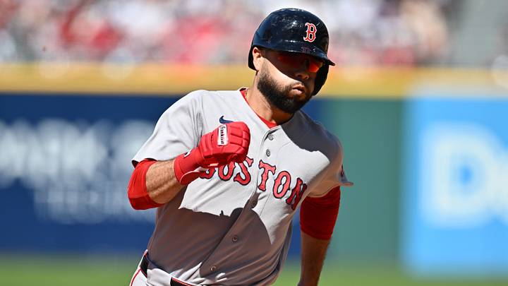 May 31, 2026; Cleveland, Ohio, USA; Boston Red Sox second baseman Isiah Kiner-Falefa (2) rounds third base en route to scoring during the seventh inning against the Cleveland Guardians at Progressive Field. Mandatory Credit: Ken Blaze-Imagn Images