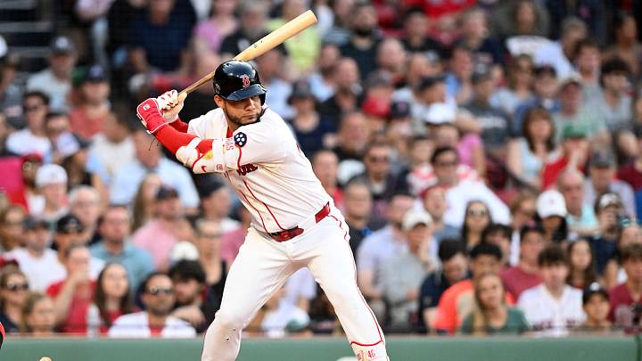 Jun 29, 2026; Boston, Massachusetts, USA; Boston Red Sox first baseman Willson Contreras (40) bats against the Washington Nationals during the second inning at Fenway Park. Mandatory Credit: Brian Fluharty-Imagn Images