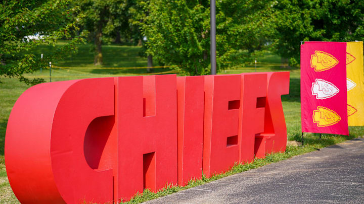 Jul 22, 2024; St. Joseph, MO, USA; A general view of large logo letters setup for fan photos during training camp at Missouri Western State University. Mandatory Credit: Denny Medley-Imagn Images Jul 22, 2024; St. Joseph, MO, USA; A general view of large logo letters setup for fan photos during training camp at Missouri Western State University. Mandatory Credit: Denny Medley-Imagn Images