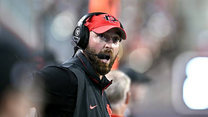 Sep 6, 2025; Pullman, Washington, USA; San Diego State Aztecs head coach Sean Lewis. Sep 6, 2025; Pullman, Washington, USA; San Diego State Aztecs head coach Sean Lewis.