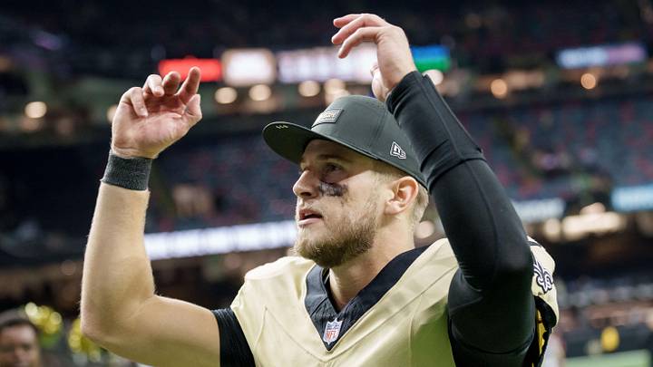 Dec 21, 2025; New Orleans, Louisiana, USA; New Orleans Saints quarterback Tyler Shough (6) reacts as he leaves the field after a game against the New York Jets at Caesars Superdome. Mandatory Credit: Matthew Hinton-Imagn Images Dec 21, 2025; New Orleans, Louisiana, USA; New Orleans Saints quarterback Tyler Shough (6) reacts as he leaves the field after a game against the New York Jets at Caesars Superdome. Mandatory Credit: Matthew Hinton-Imagn Images