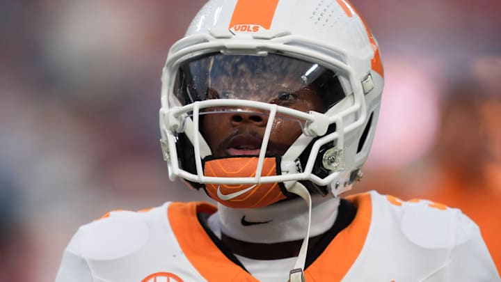 Tennessee wide receiver Squirrel White (3) warming up at the NCAA College football game against NC State on Saturday, Sept. 7, 2024 in Charlotte, NC.
