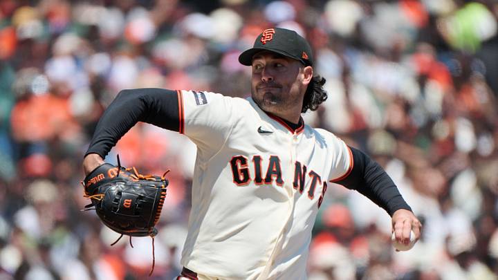 May 24, 2026; San Francisco, California, USA; San Francisco Giants starting pitcher Robbie Ray (38) throws a pitch against the Chicago White Sox during the first inning at Oracle Park. Mandatory Credit: Robert Edwards-Imagn Images