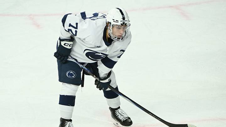 Oct 10, 2025; University Park, PA, USA; Penn State Nittany Lions forward Gavin McKenna (72) skates against the Clarkson Golden Knights during the second period at Pegula Ice Arena. Mandatory Credit: Barry Reeger-Imagn Images Oct 10, 2025; University Park, PA, USA; Penn State Nittany Lions forward Gavin McKenna (72) skates against the Clarkson Golden Knights during the second period at Pegula Ice Arena. Mandatory Credit: Barry Reeger-Imagn Images