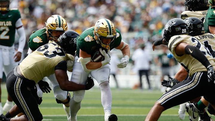 Sep 26, 2026; Waco, Texas, USA; Baylor Bears running back Dawson Pendergrass Sep 26, 2026; Waco, Texas, USA; Baylor Bears running back Dawson Pendergrass