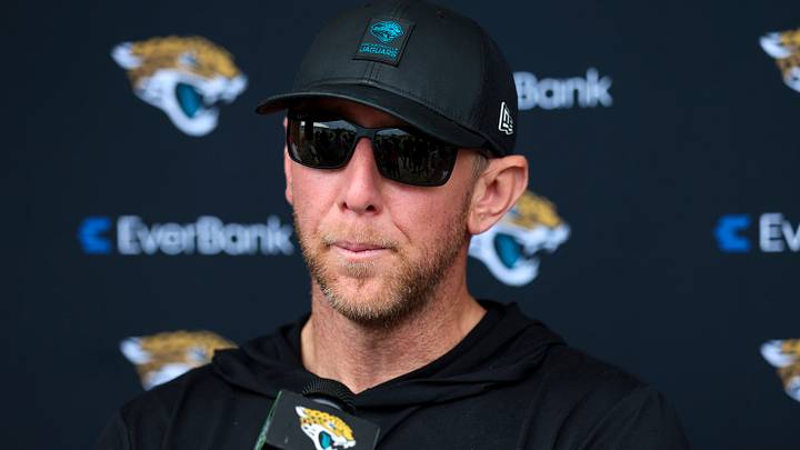 Aug 3, 2026; Jacksonville, FL, USA; Jacksonville Jaguars head coach Liam Coen talks to media after training camp at Miller Electric Center. Mandatory Credit: Nathan Ray Seebeck-Imagn Images Aug 3, 2026; Jacksonville, FL, USA; Jacksonville Jaguars head coach Liam Coen talks to media after training camp at Miller Electric Center. Mandatory Credit: Nathan Ray Seebeck-Imagn Images