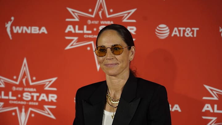 Sue Bird walks the "Orange Carpet" at the WNBA's 2022 All-Star festivities.