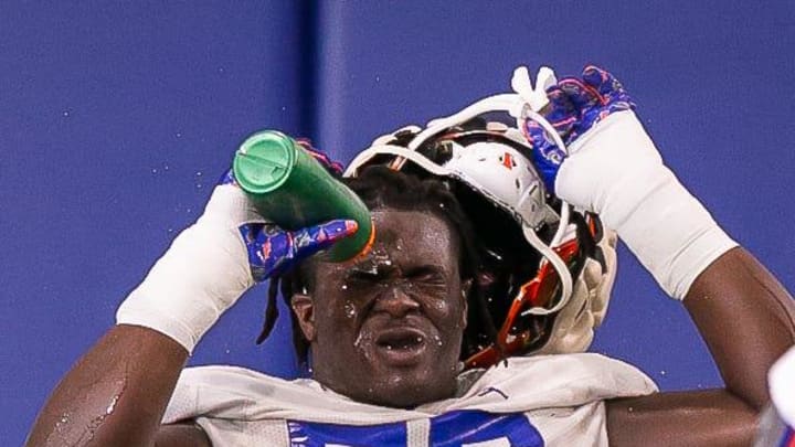 Florida Gators offensive lineman Knijeah Harris is leaner and meaner for season two in Gainesville. Florida Gators offensive lineman Knijeah Harris is leaner and meaner for season two in Gainesville.