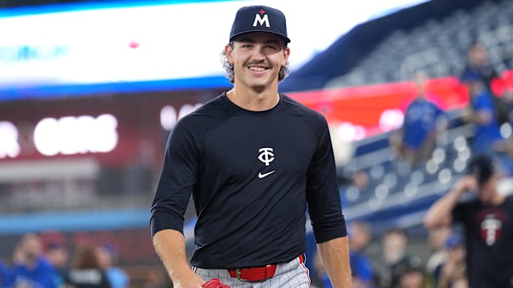 Apr 11, 2026; Toronto, Ontario, CAN; Minnesota Twins pitcher Andrew Morris (78) walks towards the dugout during batting practice before a game against the Toronto Blue Jays at Rogers Centre. Mandatory Credit: Nick Turchiaro-Imagn Images