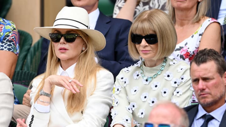Nicole Kidman and Anna Wintour attend day fourteen of the Wimbledon Tennis Championships, in which Carlos Alcaraz is facing Jannik Sinner for the men's singles title.