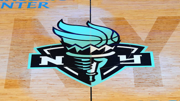 A general view of the New York Liberty logo prior to the game against the Las Vegas Aces at Barclays Center. A general view of the New York Liberty logo prior to the game against the Las Vegas Aces at Barclays Center.
