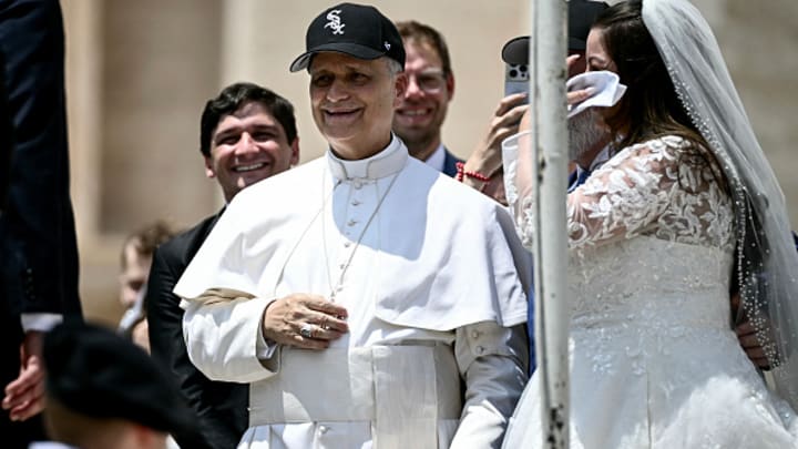 Pope Leo XIV, seen here in a White Sox hat earlier this year, had no problem showing off his South Side loyalty Wednesday.