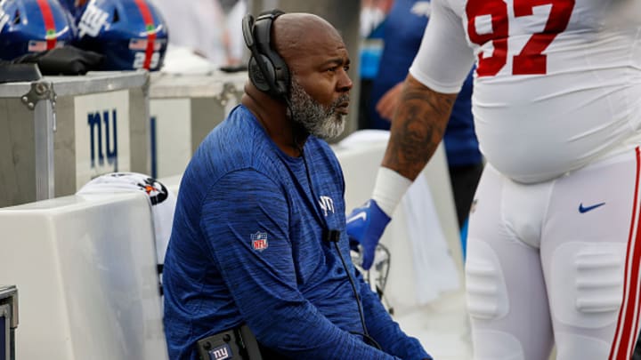 Giants defensive line coach Bryan Cox was fired during the team's bye week.