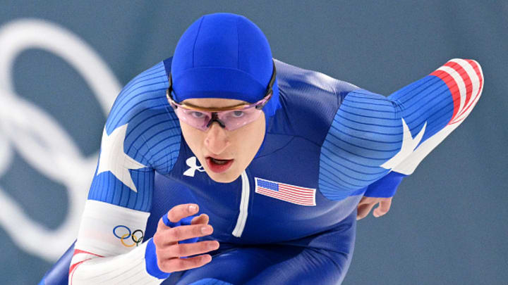 Jordan Stolz finished second in the 1500m.