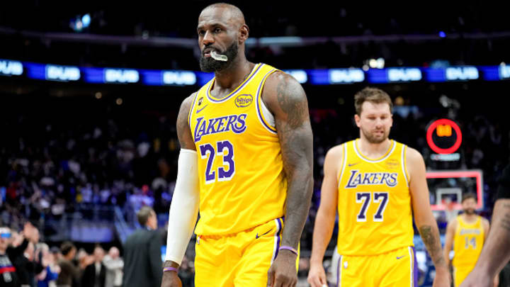 LeBron James and  Luka Dončić react to the first Lakers loss since March 6. 