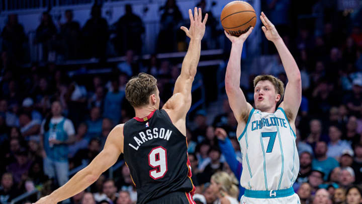 Kon Knueppel struggled in the Hornets’ play-in win over the Heat. 
