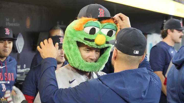 Apr 29, 2026; Toronto, Ontario, CAN; Boston Red Sox first baseman Willson Contreras (40) gets congratulated after his solo home run against the Toronto Blue Jays during the fist inning at Rogers Centre. Mandatory Credit: John E. Sokolowski-Imagn Images