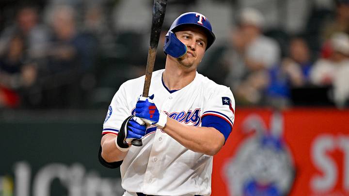 Sep 16, 2026; Arlington, Texas, USA; Texas Rangers shortstop Corey Seager (5) reacts to striking out against the Boston Red Sox during the first inning at Globe Life Field. Mandatory Credit: Jerome Miron-Imagn Images Sep 16, 2026; Arlington, Texas, USA; Texas Rangers shortstop Corey Seager (5) reacts to striking out against the Boston Red Sox during the first inning at Globe Life Field. Mandatory Credit: Jerome Miron-Imagn Images