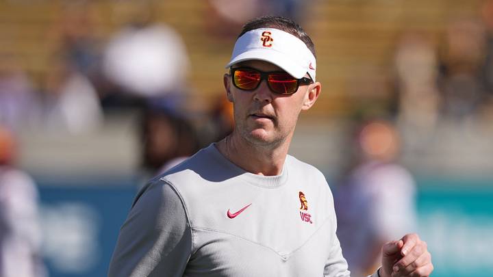 Oct 28, 2023; Berkeley, California, USA; USC Trojans head coach Lincoln Riley before the game against the California Golden Bears at California Memorial Stadium. Mandatory Credit: Darren Yamashita-USA TODAY Sports Oct 28, 2023; Berkeley, California, USA; USC Trojans head coach Lincoln Riley before the game against the California Golden Bears at California Memorial Stadium. Mandatory Credit: Darren Yamashita-USA TODAY Sports