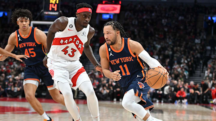 Jan 22, 2023; Toronto, Ontario, CAN;   New York Knicks guard Jalen Brunson (11) dribbles the ball