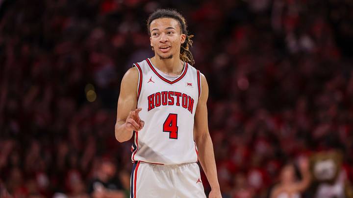 Mar 4, 2026; Houston, Texas, USA; Houston Cougars guard Kingston Flemings (4) reacts while playing against the Baylor Bears in the second half at Fertitta Center. Mandatory Credit: Thomas Shea-Imagn Images Mar 4, 2026; Houston, Texas, USA; Houston Cougars guard Kingston Flemings (4) reacts while playing against the Baylor Bears in the second half at Fertitta Center. Mandatory Credit: Thomas Shea-Imagn Images