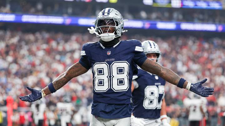 Dallas Cowboys wide receiver Ceedee Lamb reacts to his touchdown reception against the Houston Texans Dallas Cowboys wide receiver Ceedee Lamb reacts to his touchdown reception against the Houston Texans