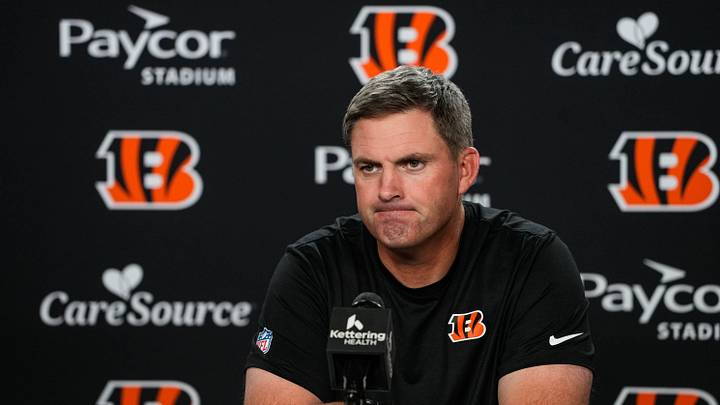 Bengals Head Coach Zac Taylor speaks at a press conference at Paycor Stadium on Monday September 28, 2026.