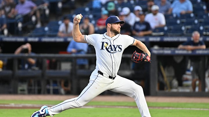 Sep 3, 2025; St. Petersburg, Florida, USA; Tampa Bay Rays starting pitcher Adrian Houser (37) throws a pitch in the first inning against the Seattle Mariners at George M. Steinbrenner Field. Mandatory Credit: Jonathan Dyer-Imagn Images Sep 3, 2025; St. Petersburg, Florida, USA; Tampa Bay Rays starting pitcher Adrian Houser (37) throws a pitch in the first inning against the Seattle Mariners at George M. Steinbrenner Field. Mandatory Credit: Jonathan Dyer-Imagn Images
