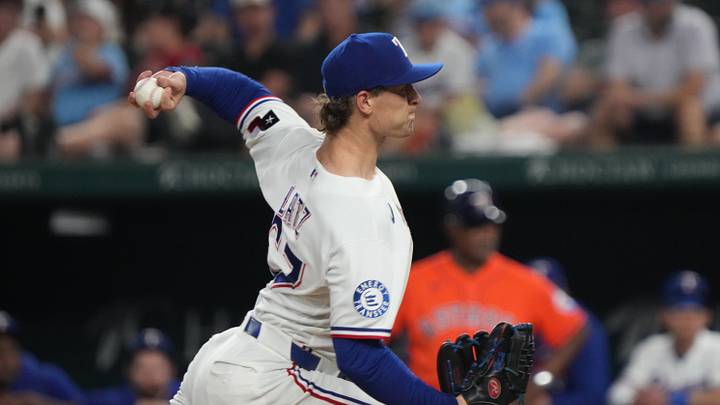 May 26, 2026; Arlington, Texas, USA; Texas Rangers pitcher Jacob Latz (67) throws to the plate against the Houston Astros during the ninth inning at Globe Life Field. Mandatory Credit: Raymond Carlin III-Imagn Images May 26, 2026; Arlington, Texas, USA; Texas Rangers pitcher Jacob Latz (67) throws to the plate against the Houston Astros during the ninth inning at Globe Life Field. Mandatory Credit: Raymond Carlin III-Imagn Images