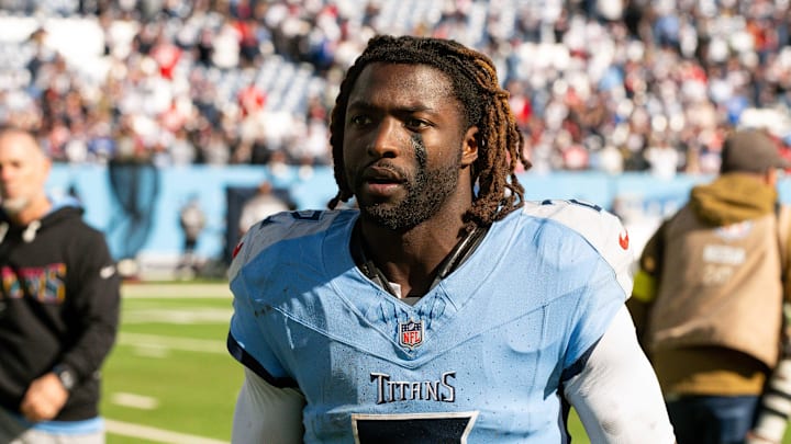 Tennessee Titans running back Tyjae Spears (2) walks off the field post game against the New England Patriots at Nissan Stadium. Tennessee Titans running back Tyjae Spears (2) walks off the field post game against the New England Patriots at Nissan Stadium.