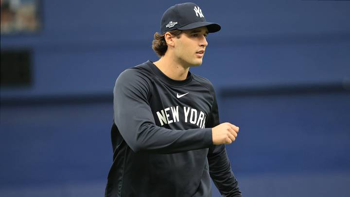 Oct 3, 2026; St. Petersburg, Florida, USA; New York Yankees outfielder Spencer Jones (78) warms up prior to game one of the ALDS for the 2026 MLB Playoffs against the Tampa Bay Rays at Tropicana Field. Mandatory Credit: Kim Klement Neitzel-Imagn Images Oct 3, 2026; St. Petersburg, Florida, USA; New York Yankees outfielder Spencer Jones (78) warms up prior to game one of the ALDS for the 2026 MLB Playoffs against the Tampa Bay Rays at Tropicana Field. Mandatory Credit: Kim Klement Neitzel-Imagn Images