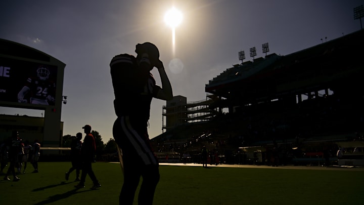 Mississippi State Bulldogs linebacker Zakari Tillman (16) walks off the field after the game against the Arkansas Razorbacks at Davis Wade Stadium at Scott Field. 