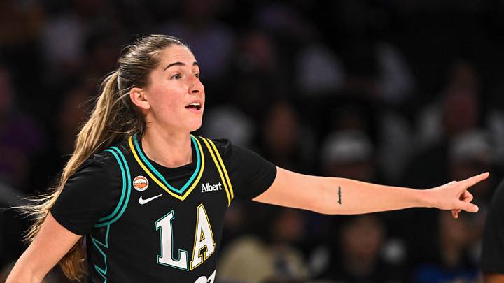 Jul 10, 2026; Los Angeles, California, USA; Los Angeles Sparks guard Kate Martin (21) reacts against the Chicago Sky during the first half at Crypto.com Arena. Mandatory Credit: Jonathan Hui-Imagn Images Jul 10, 2026; Los Angeles, California, USA; Los Angeles Sparks guard Kate Martin (21) reacts against the Chicago Sky during the first half at Crypto.com Arena. Mandatory Credit: Jonathan Hui-Imagn Images