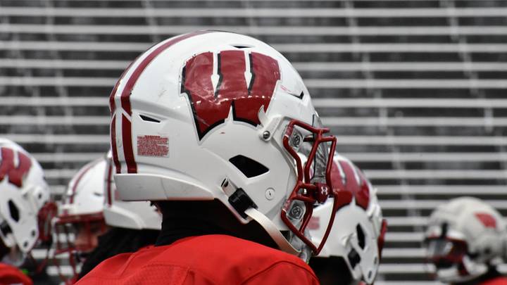 A Wisconsin football player at fall camp. A Wisconsin football player at fall camp.