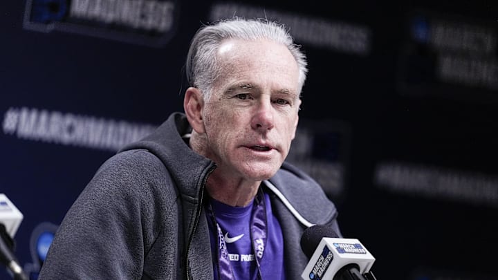 Mar 18, 2026; Greenville, SC, USA; Texas Christian University Horned Frogs head coach Jamie Dixon answers questions during a practice session ahead of the first round of the men's 2026 NCAA Tournament at Bon Secours Wellness Arena. Mandatory Credit: Jim Dedmon-Imagn Images Mar 18, 2026; Greenville, SC, USA; Texas Christian University Horned Frogs head coach Jamie Dixon answers questions during a practice session ahead of the first round of the men's 2026 NCAA Tournament at Bon Secours Wellness Arena. Mandatory Credit: Jim Dedmon-Imagn Images